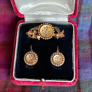 Victorian Enamel Cherub Jewelry Set A Whimsical Treasure