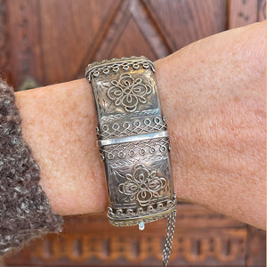 Victorian Silver Embossed Bangle Chester 1882