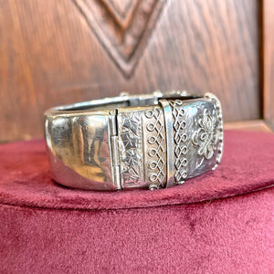 Victorian Silver Embossed Bangle Chester 1882