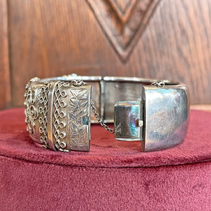 Victorian Silver Embossed Bangle Chester 1882