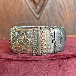 Victorian Silver Embossed Bangle Chester 1882