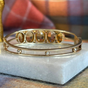 Victorian Silver Gilt Citrine Bangle, England c. 1890