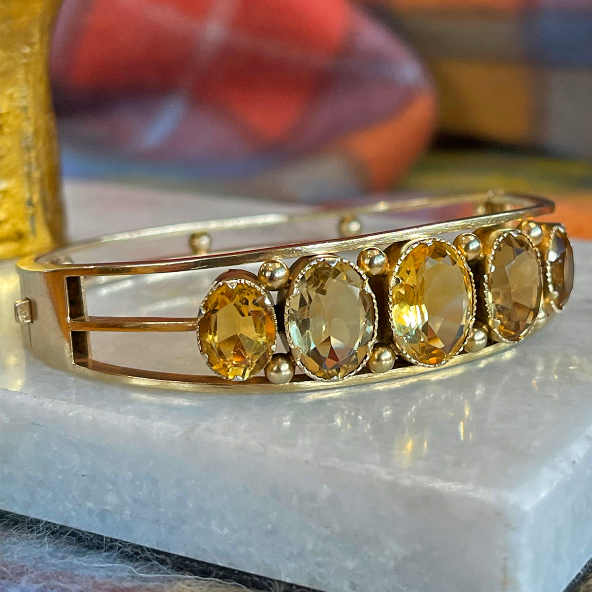 Victorian Silver Gilt Citrine Bangle, England c. 1890