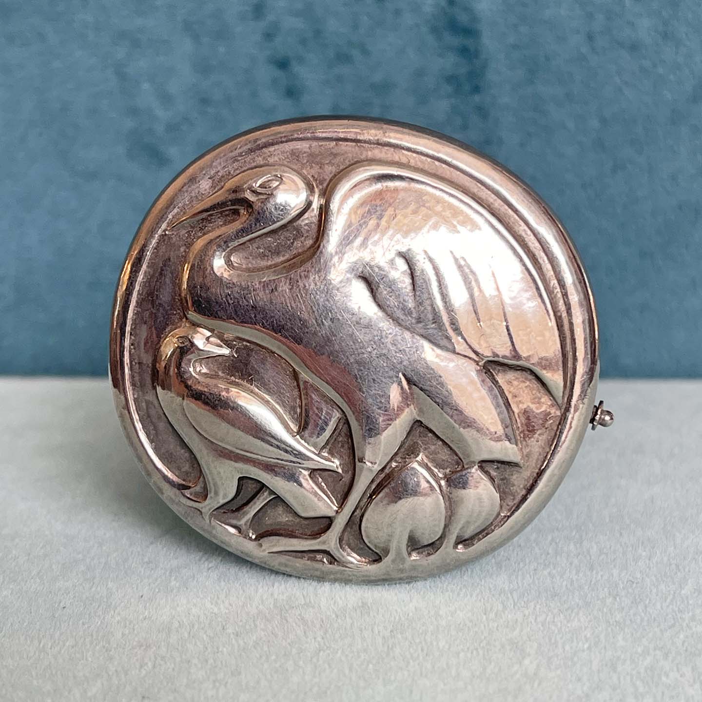 Antique Georg Jensen Silver Stork Brooch 167