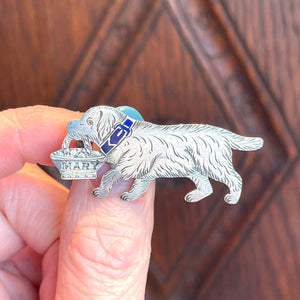 Mary the Victorian Dog Enamel Silver Brooch