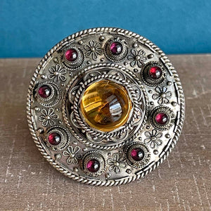 Antique Scottish Brooch of Lorn Silver Citrine Garnet