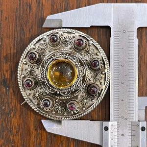 Antique Scottish Brooch of Lorn Silver Citrine Garnet