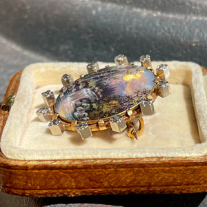Vintage Fabergé Diamond & Guilloché Enamel Bow Brooch Pin 18K