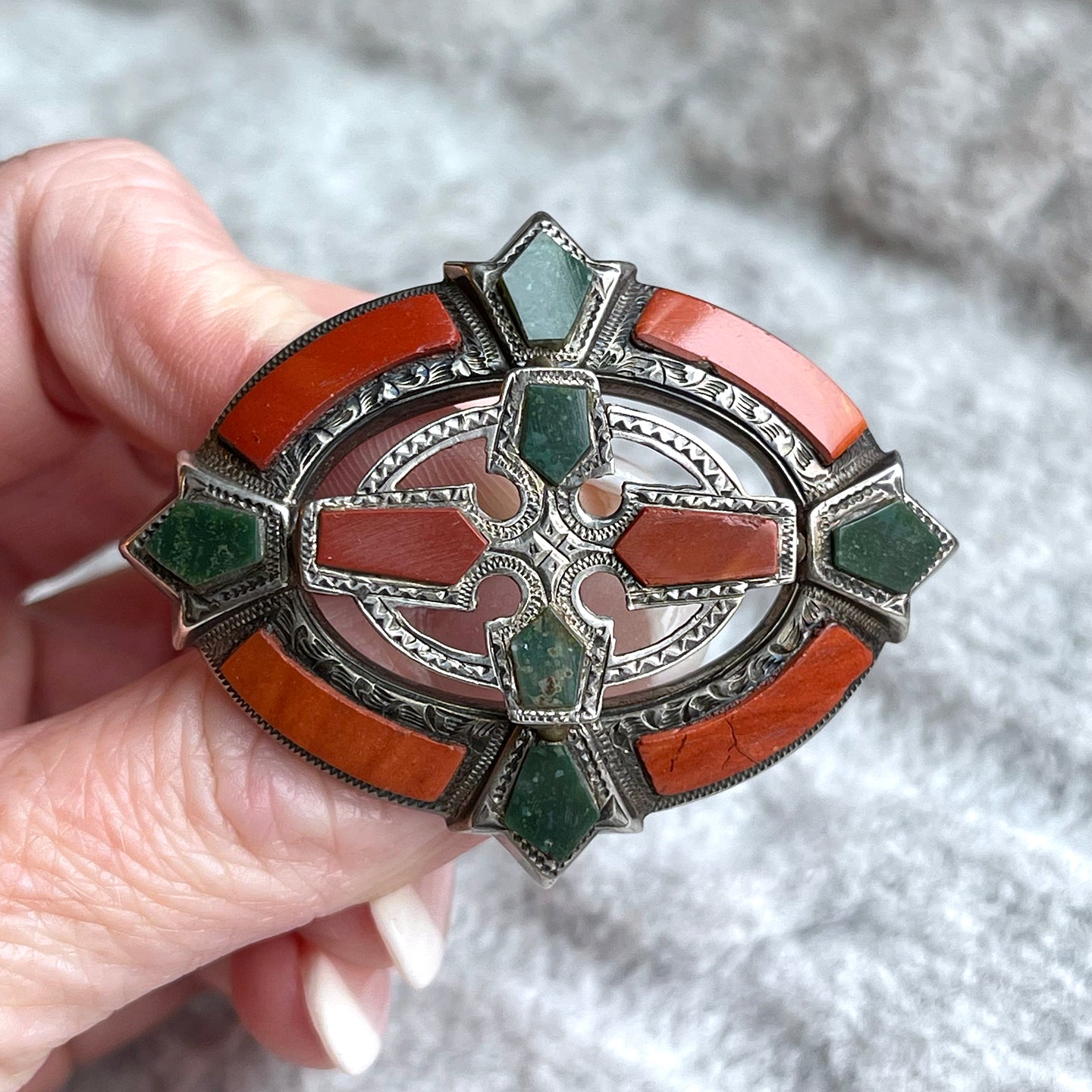 Antique cheapest Victorian Scottish Carnelian Agate Silver Brooch