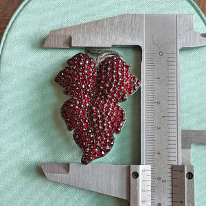 Victorian Bohemian Garnet Silver Leaf Brooch