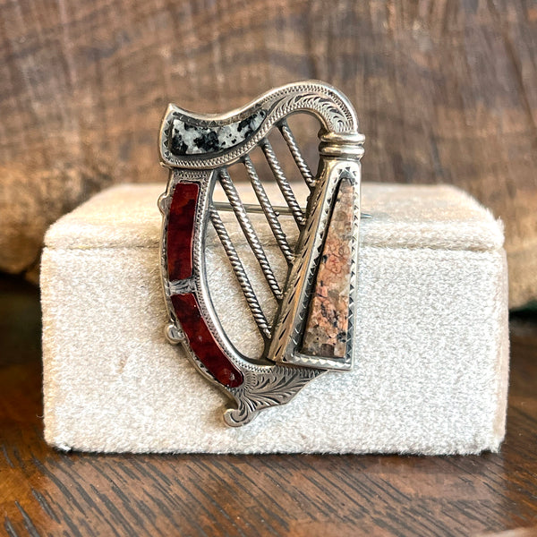 Celtic Harp Brooch Silver