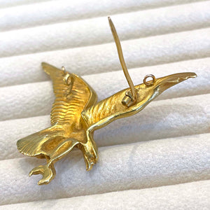 Antique French 18k Gold Eagle in Flight Brooch Pin