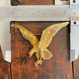 Antique French 18k Gold Eagle in Flight Brooch Pin