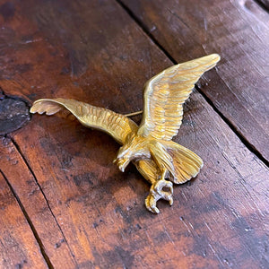 Antique French 18k Gold Eagle in Flight Brooch Pin