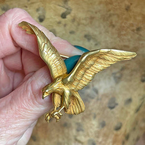 Antique French 18k Gold Eagle in Flight Brooch Pin