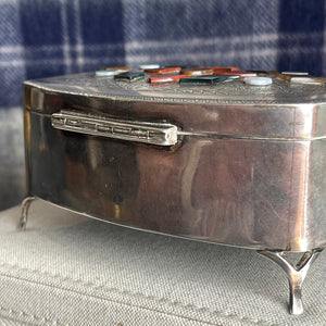 Victorian Sterling Silver and Scottish Agate Jewelry Casket