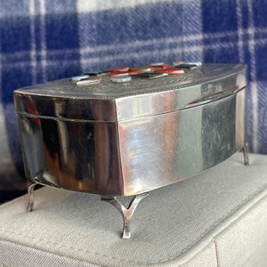 Victorian Sterling Silver and Scottish Agate Jewelry Casket