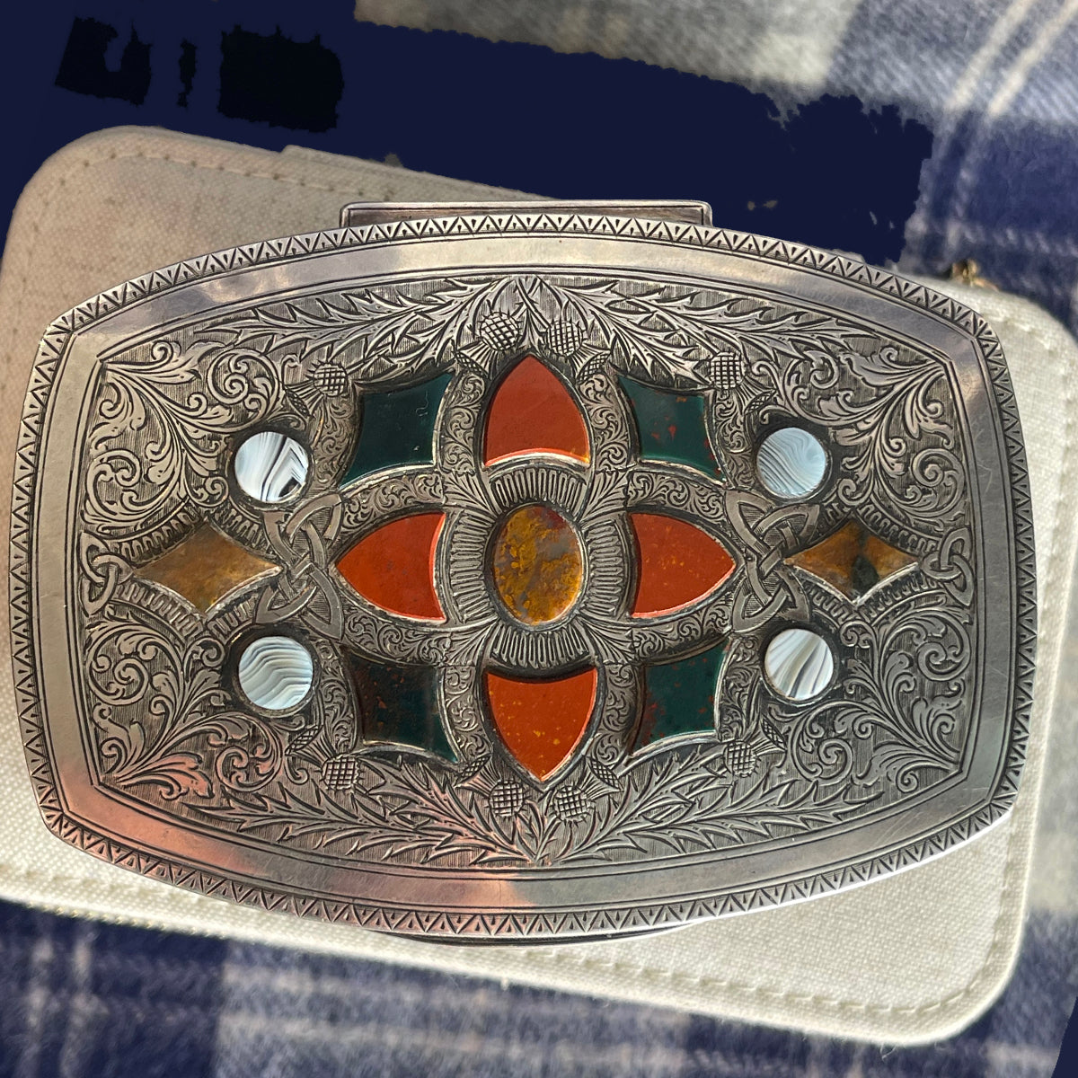 Victorian Sterling Silver and Scottish Agate Jewelry Casket