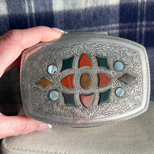 Victorian Sterling Silver and Scottish Agate Jewelry Casket