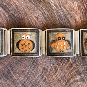 Perli Enamel Mid-Century Owls Bracelet in Metal