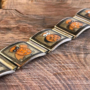 Perli Enamel Mid-Century Owls Bracelet in Metal