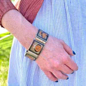 Perli Enamel Mid-Century Owls Bracelet in Metal