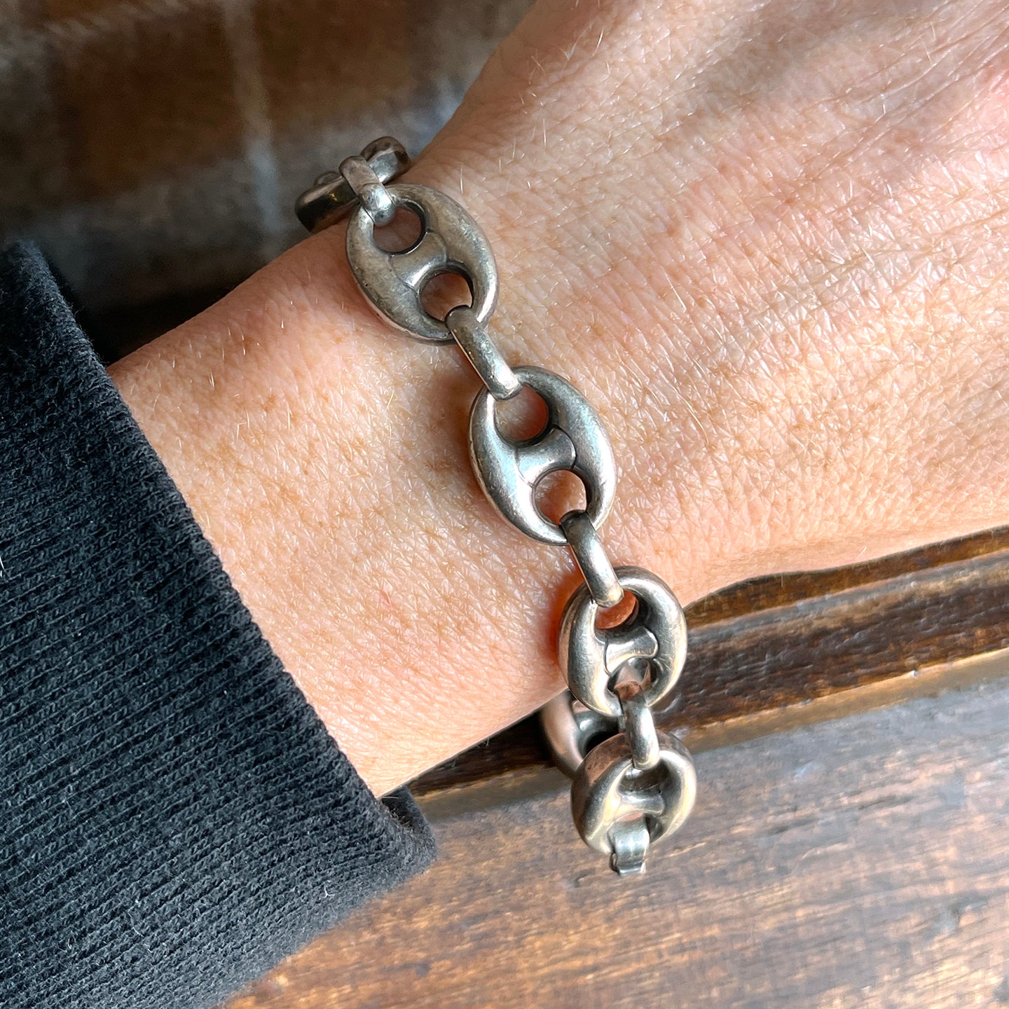 Victorian Silver Anchor Link Bracelet