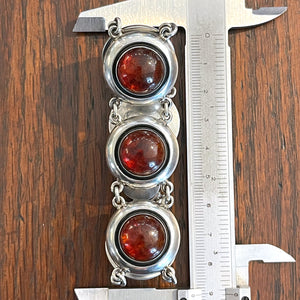 Mid-Century Danish Sterling Silver and Amber Bracelet by Niels Erik From