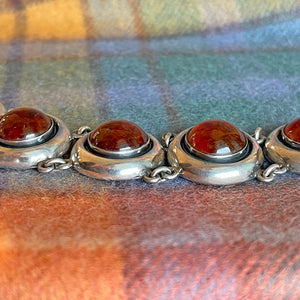 Mid-Century Danish Sterling Silver and Amber Bracelet by Niels Erik From