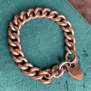 Victorian Gold Curb Link Bracelet with Heart Lock