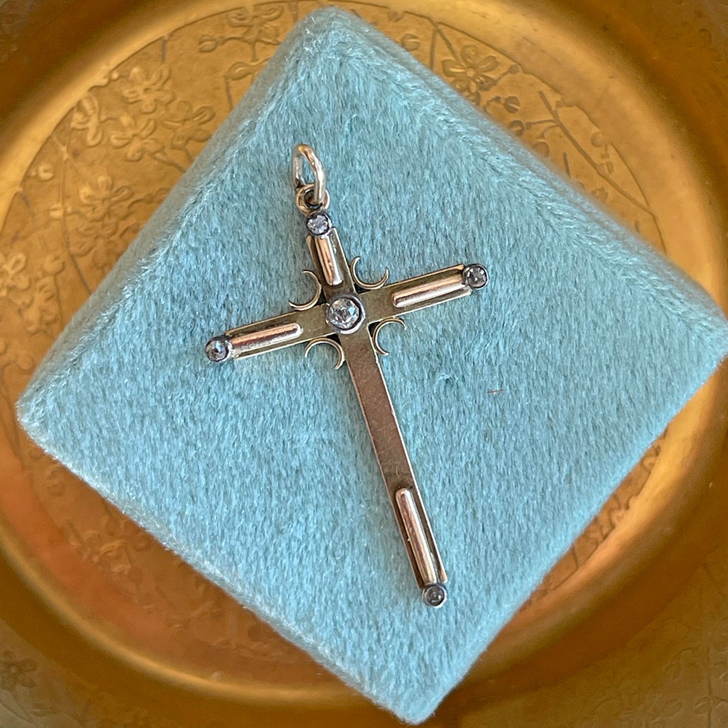 Antique Edwardian Diamond Cross 15k Gold