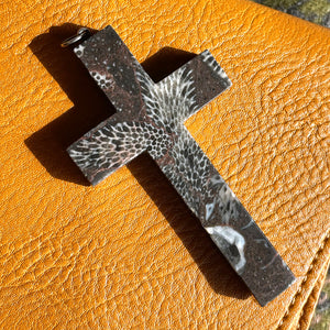 Antique Fossil Rock Cross Pendant, c. 1870