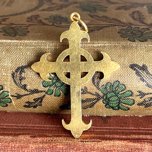 Victorian Celtic-Style Gold Cross Pendant, England, c. 1880