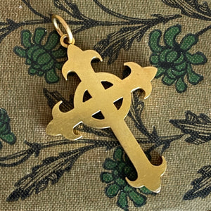 Victorian Celtic-Style Gold Cross Pendant, England, c. 1880