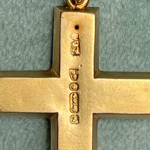 Victorian Gold Cross Pendant with Green Ivy Leaves, Chester 1896 Hallmarked