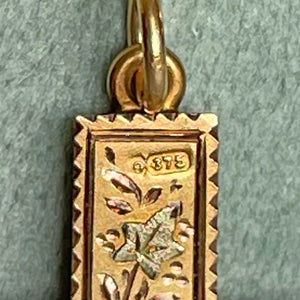 Victorian Gold Cross Pendant with Green Ivy Leaves, Chester 1896 Hallmarked