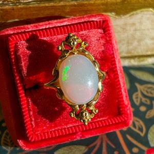 French Art Nouveau Large Opal Ring 18k Gold