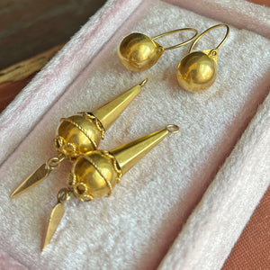 Gold Etruscan Revival Night and Day Earrings