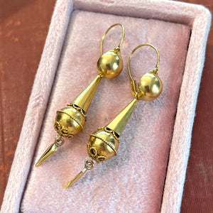 Gold Etruscan Revival Night and Day Earrings