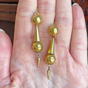 Gold Etruscan Revival Night and Day Earrings