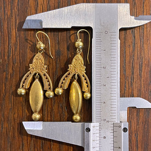 Victorian 15k Gold Etruscan Revival Earrings, c. 1870