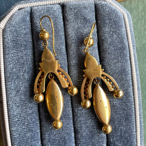 Victorian 15k Gold Etruscan Revival Earrings, c. 1870