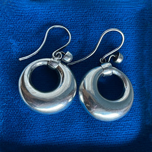 Victorian Sterling Silver Engraved Hoop Earrings, England, c. 1880