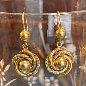 Antique Victorian Gold Love Knot Earrings