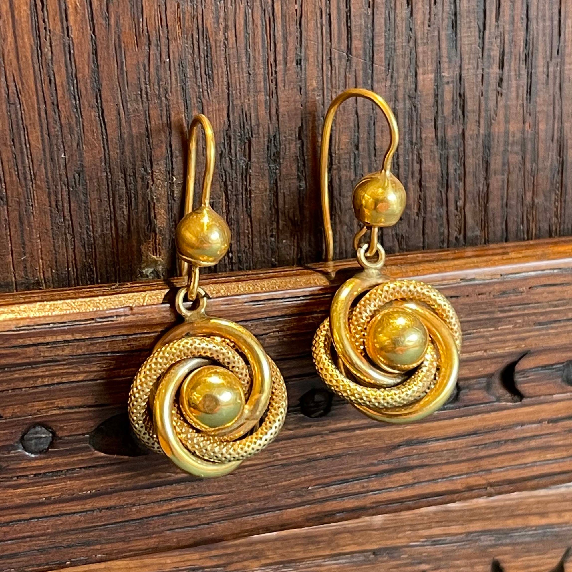 Antique Victorian Gold Love Knot Earrings