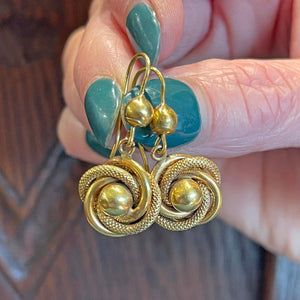 Antique Victorian Gold Love Knot Earrings