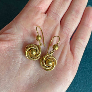 Antique Victorian Gold Love Knot Earrings