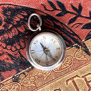 Antique Silver French Compass Fob Pendant