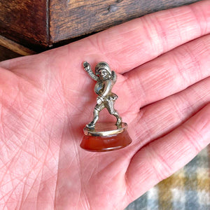 Victorian Silver Punch (& Judy) Carnelian Fob, English c. 1850 – Quirky Pendant Charm