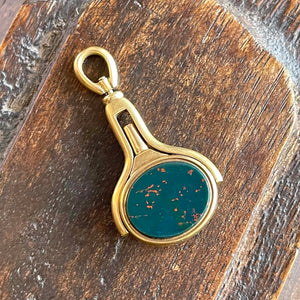 Victorian Bloodstone Carnelian Flip Fob Pendant Watch Key